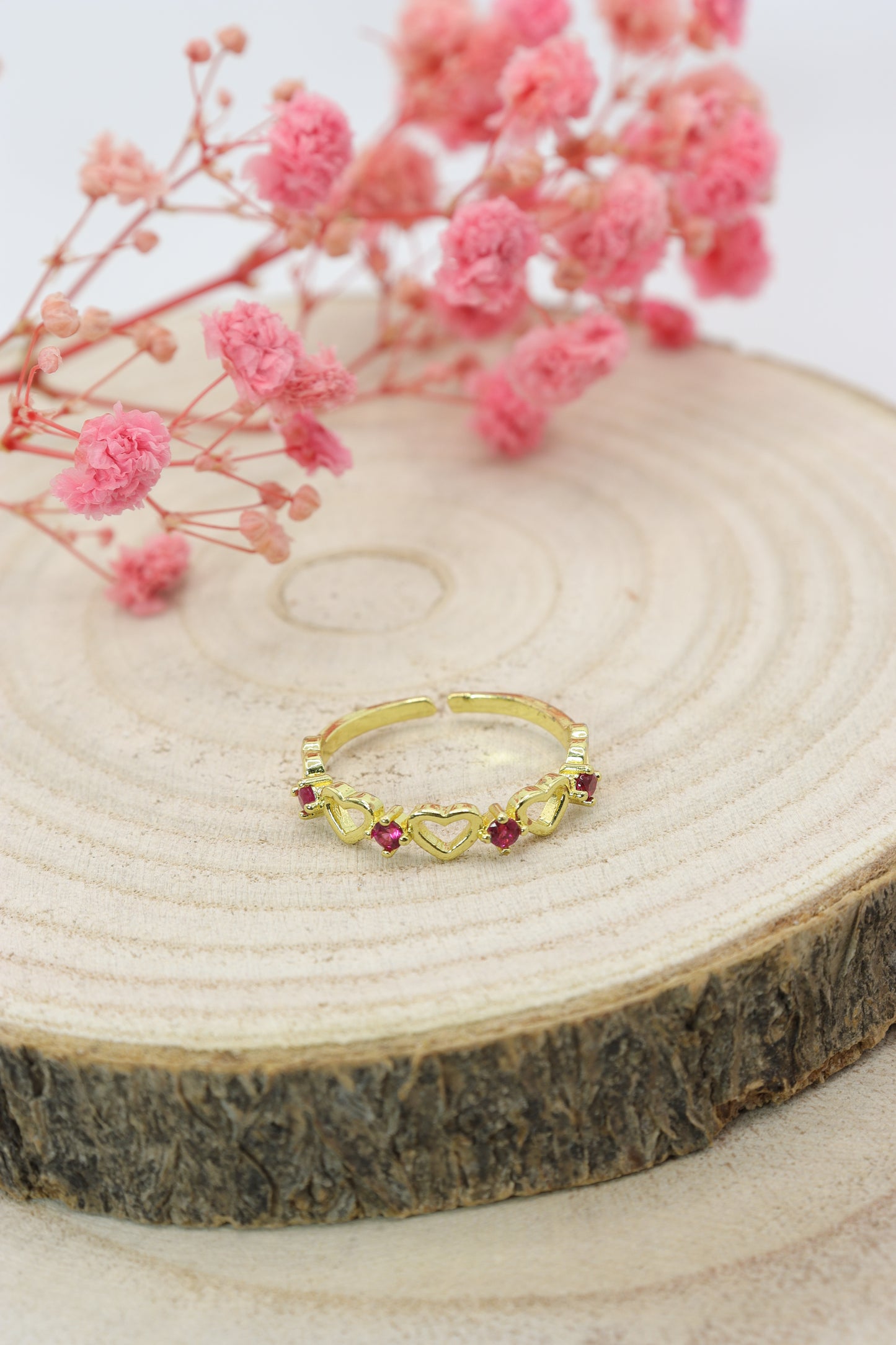 Anillos corazon fucsia
