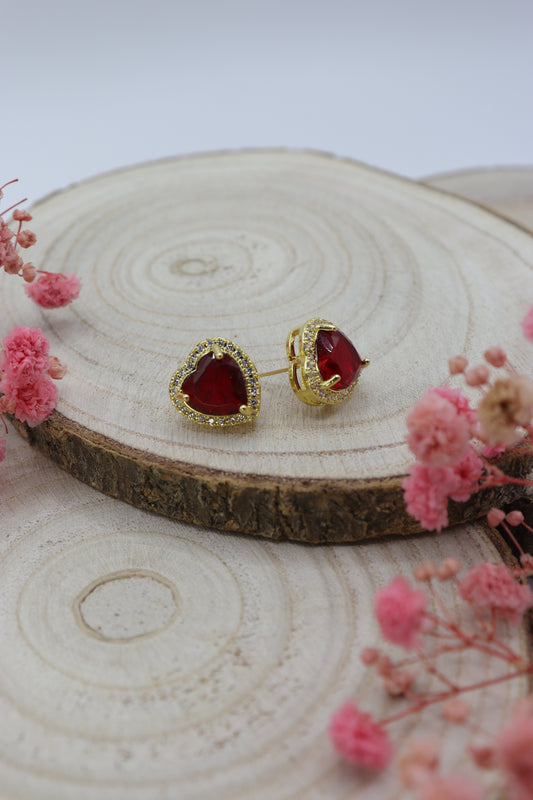 Aretes corazón rojo