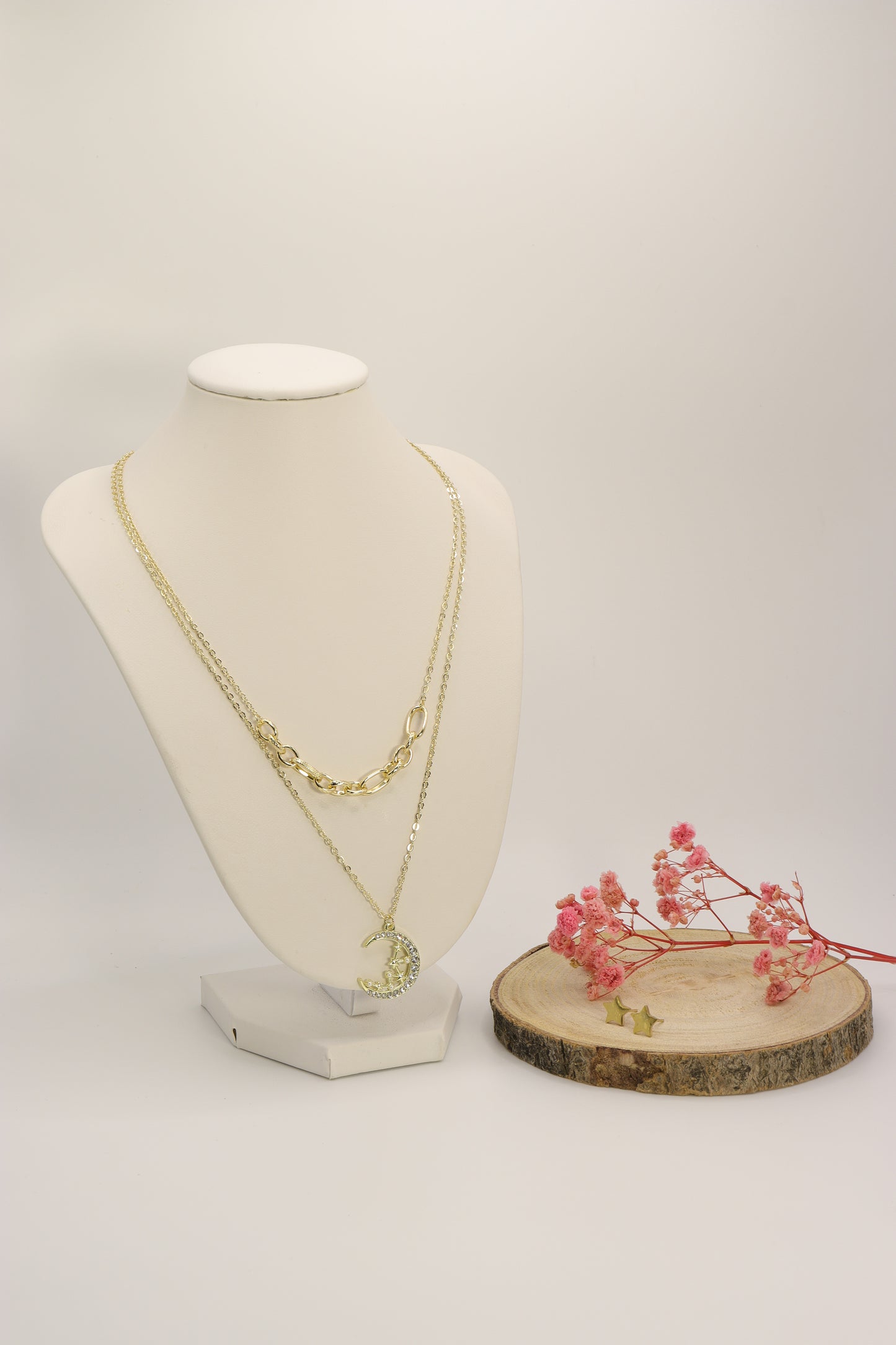 Collar Doble Luna Estrellas