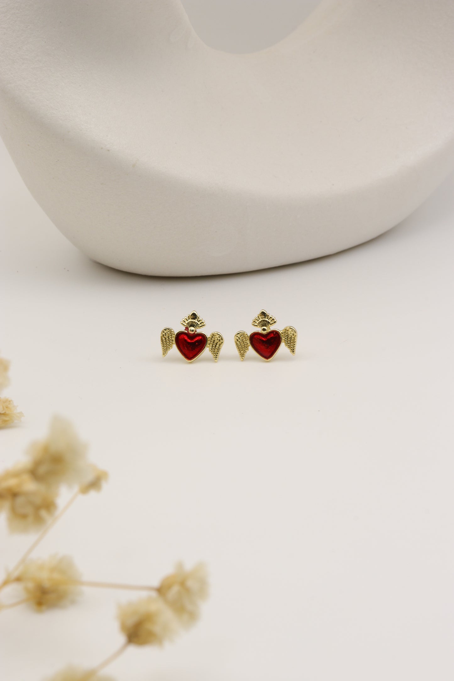 Aretes corazon con alas