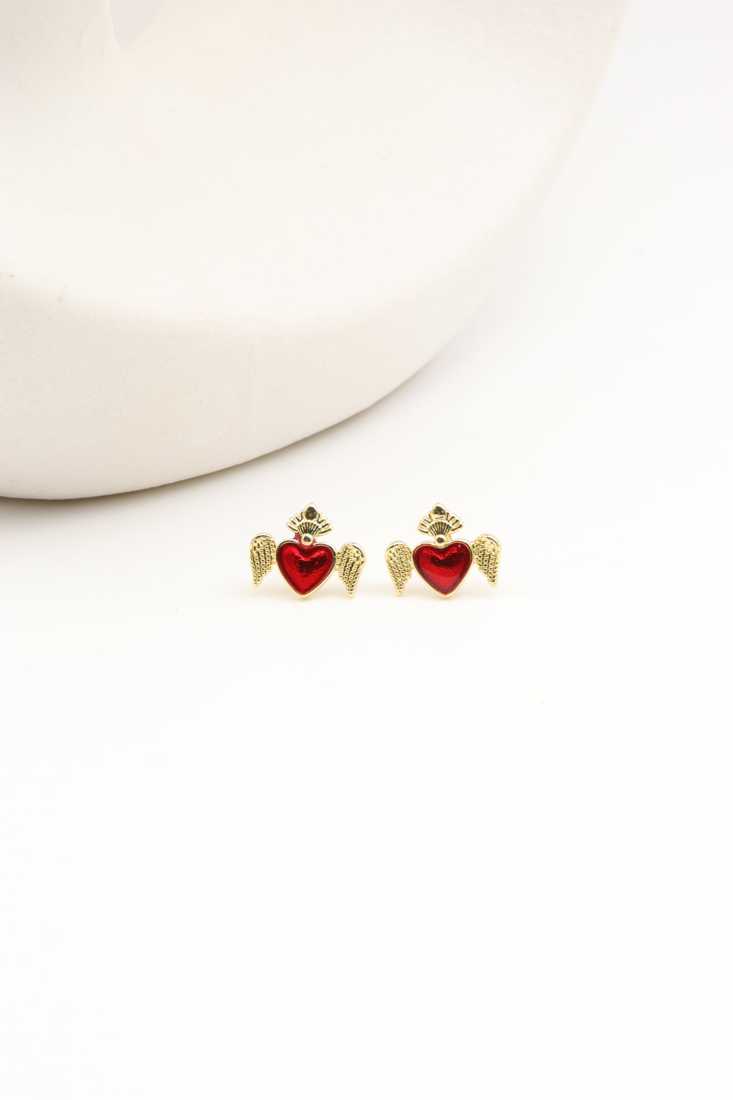 Aretes corazon con alas