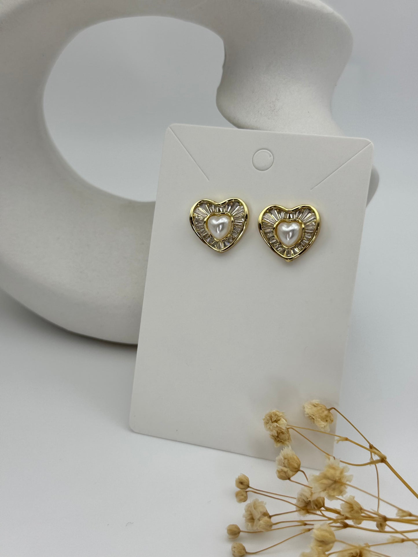 Aretes corazón perla